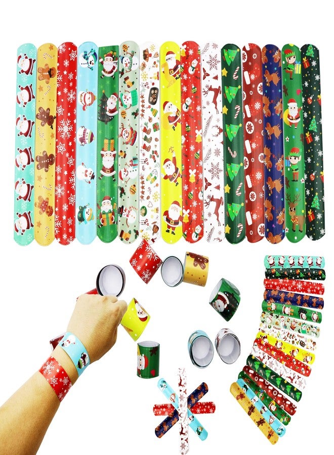 DimiGlobal 45Pcs Christmas Slap Bracelets for Kids Christmas Slap Bracelets Bulk for Boys and Girls holiday Slap Bracelet Party Supplies Favors Classroom Prizes Exchanging Gifts - Image 4